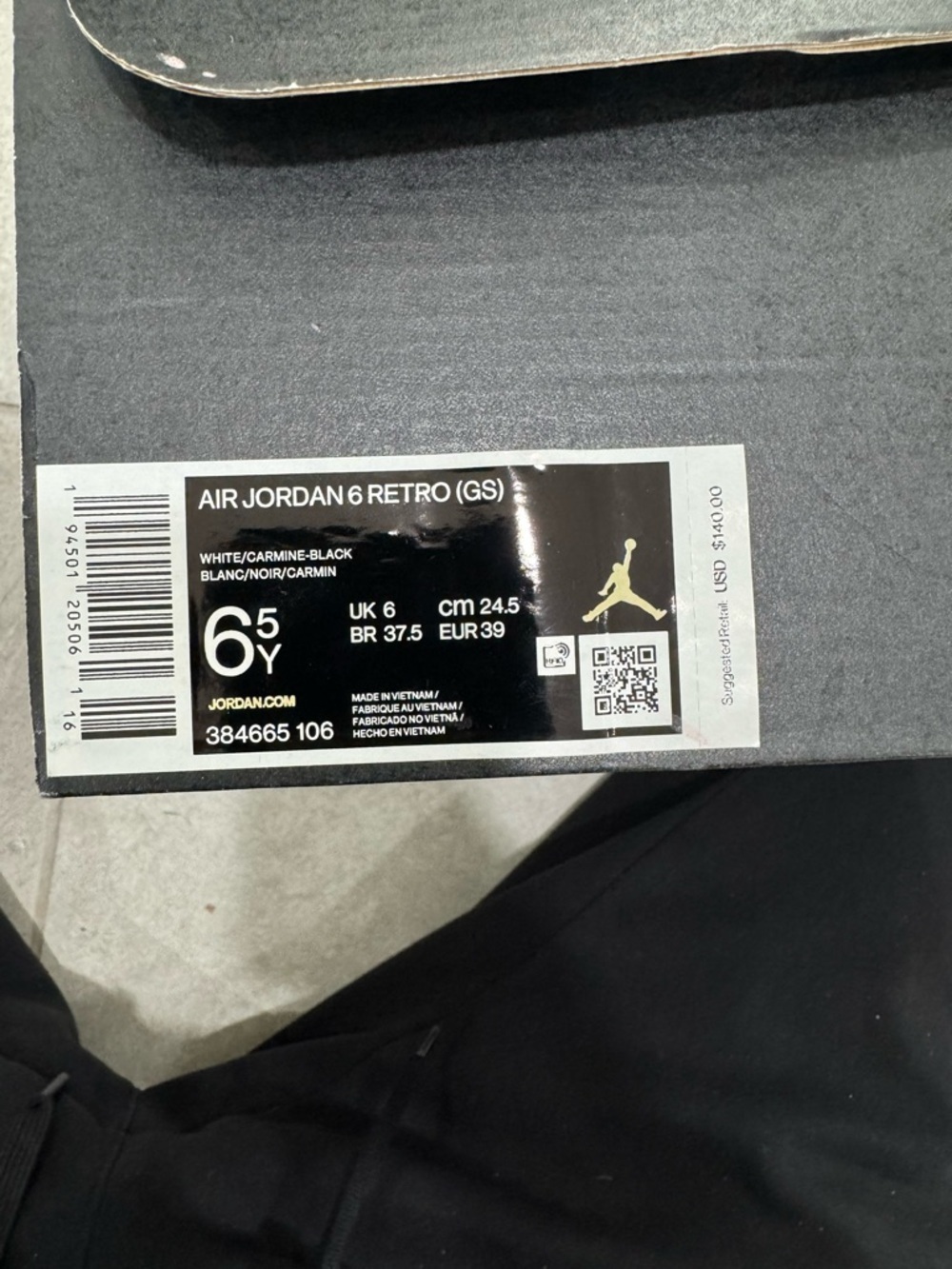 Size 6.5Y/8 Women- Jordan 6 Retro OG Mid Carmine - Picture 6 of 6